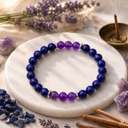 Calm & Wisdom Amethyst Lapis Lazuli Bracelet (Natural Beads) thumbnail 1