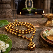 5 Mukhi Rudraksha Mala — Gold Plated Om thumbnail 1