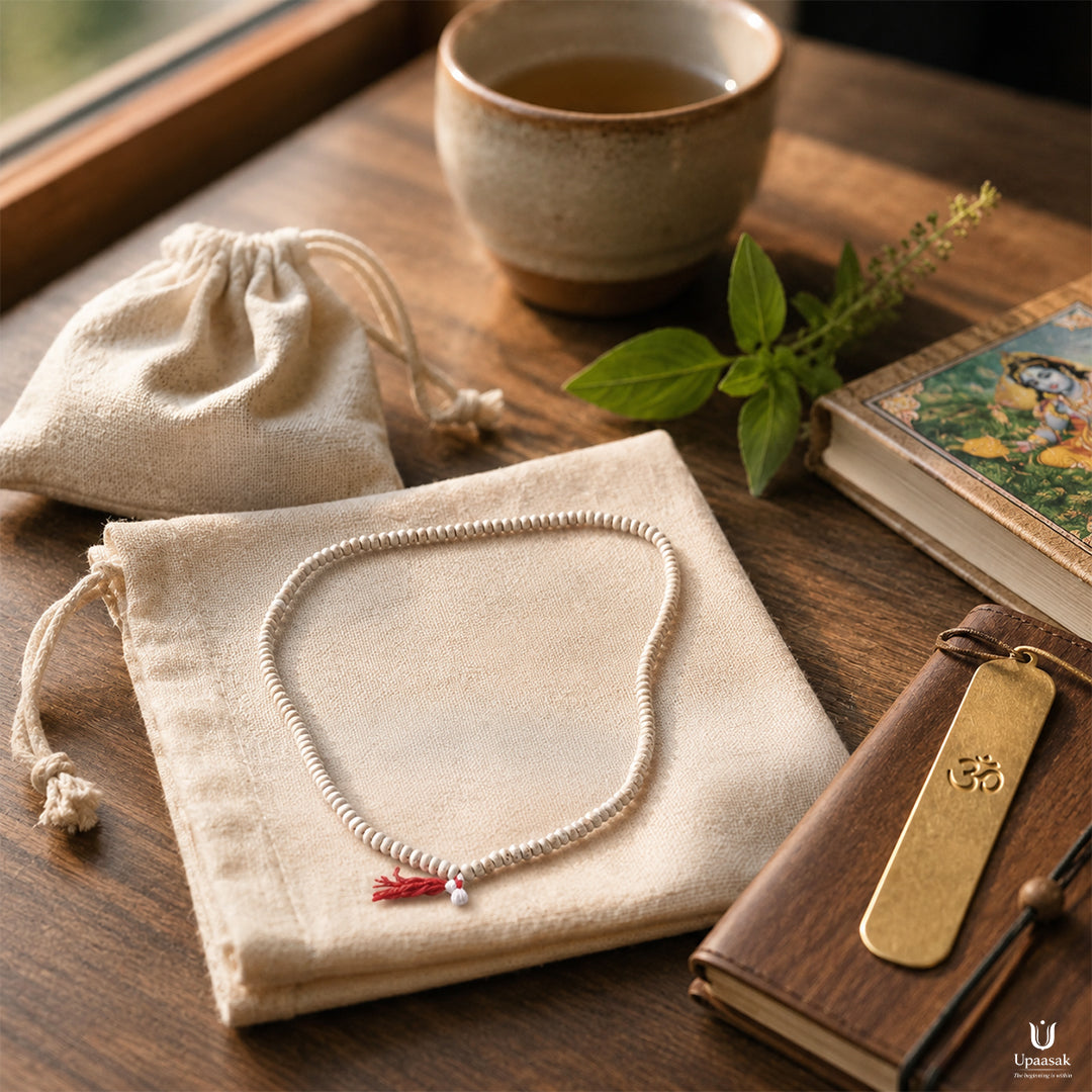 Round Tulsi Jaap Mala Mini — Travel Friendly
