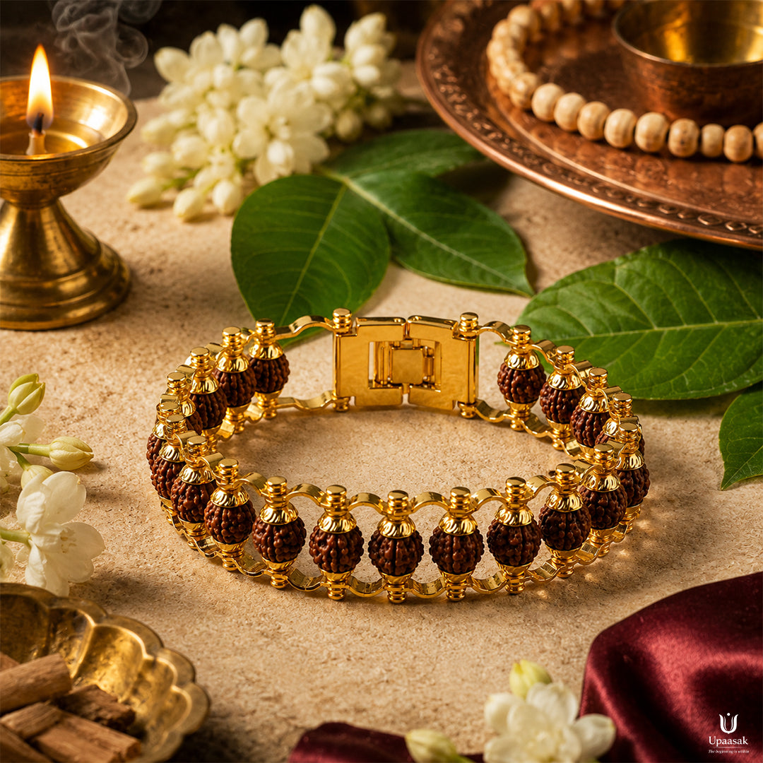 Gold Plated Rudraksha Bracelet — Modern Wear