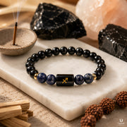 Protection Lapis Lazuli Black Obsidian Bracelet (Natural Beads) thumbnail 1