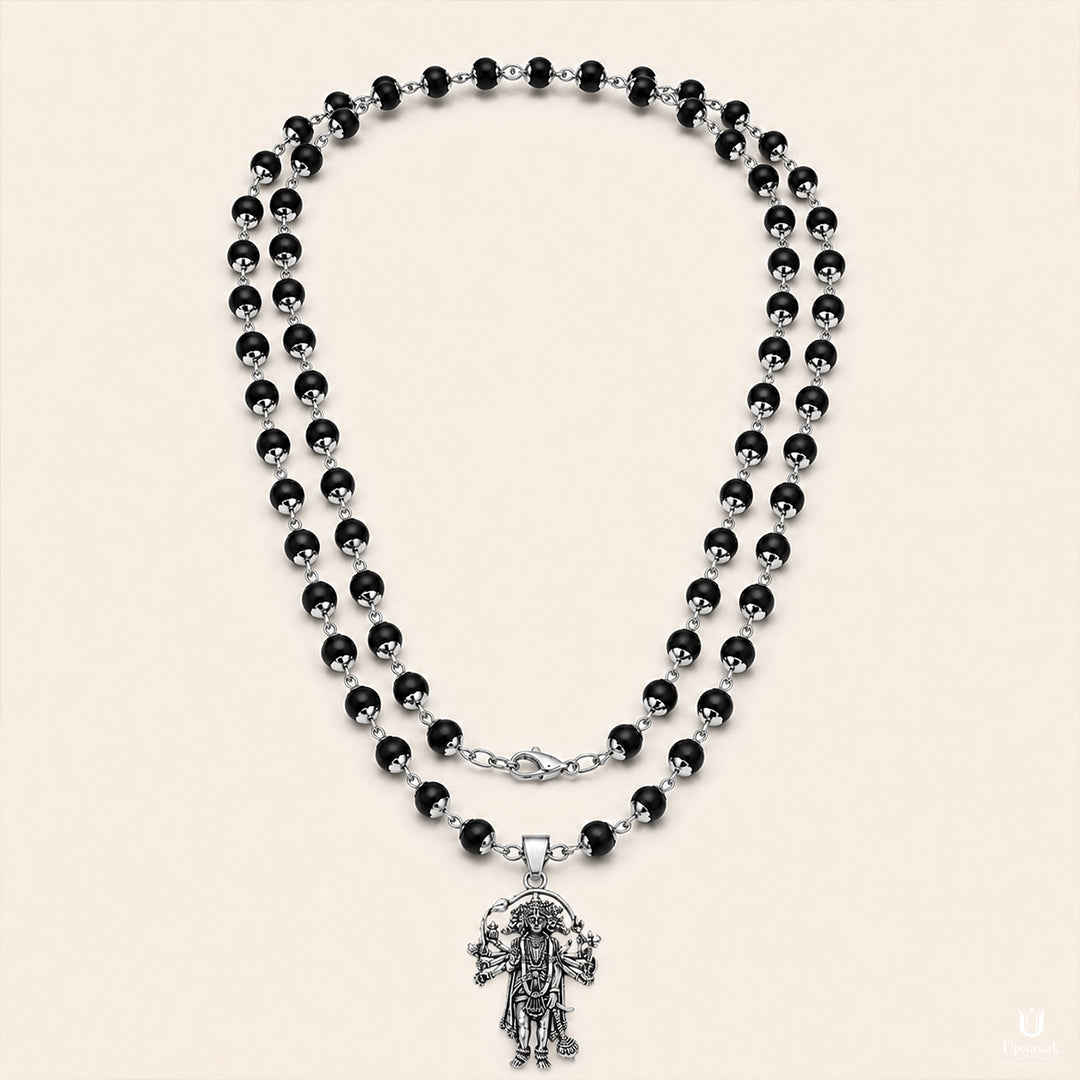 Silver Plated Karungali Mala — Hanuman Ji