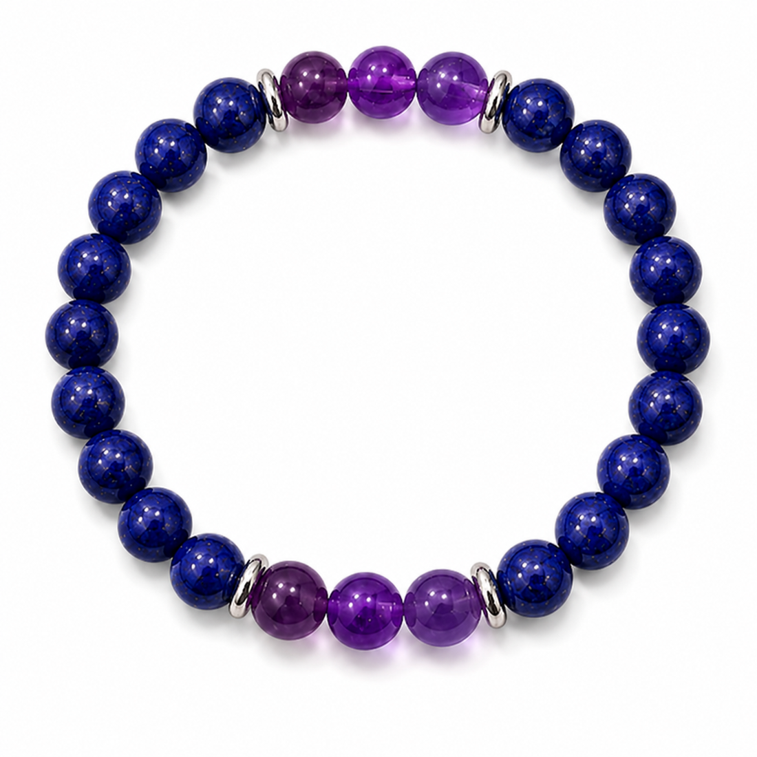 Calm & Wisdom Amethyst Lapis Lazuli Bracelet (Natural Beads)