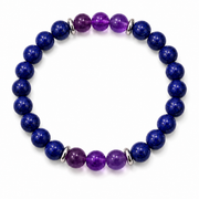 Calm & Wisdom Amethyst Lapis Lazuli Bracelet (Natural Beads) thumbnail 2