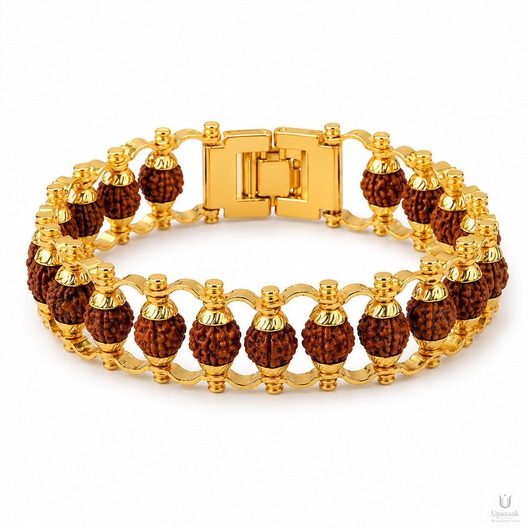 Gold Plated Rudraksha Bracelet — Modern Wear
