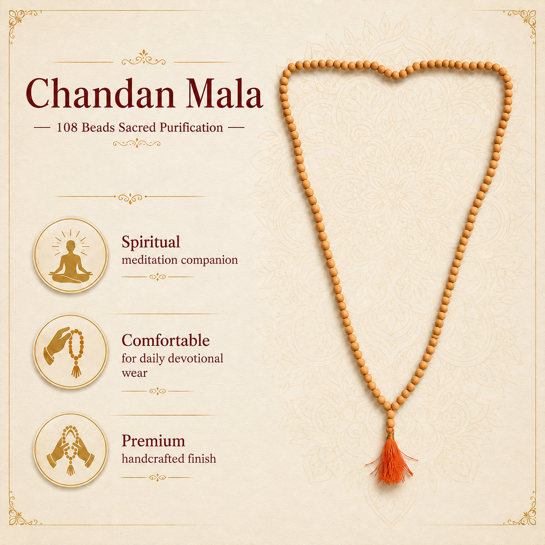 Chandan Mala — 108 Beads | Sacred Calm & Meditation