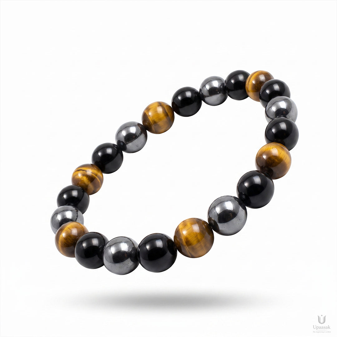 Protection Triple Hematite Bracelet (Natural Beads)