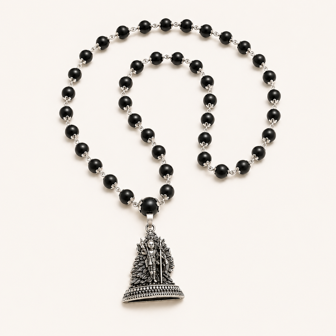 Silver Plated Lord Murugan Karungali Mala