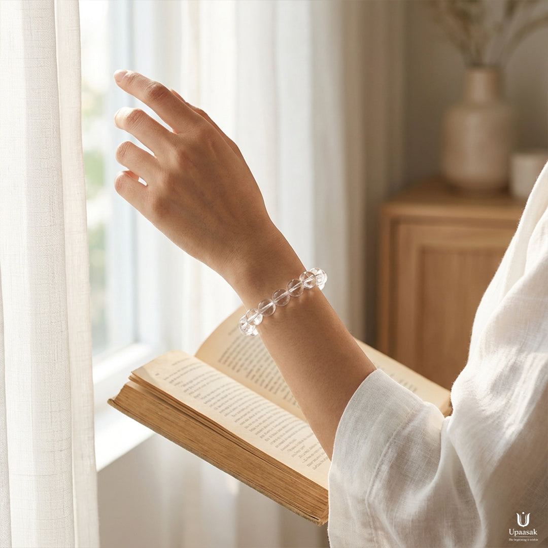 Clarity Sphatik Quartz Bracelet (Natural Crystal)