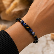 Protection Lapis Lazuli Black Obsidian Bracelet (Natural Beads) thumbnail 3