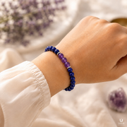 Calm & Wisdom Amethyst Lapis Lazuli Bracelet (Natural Beads) thumbnail 3