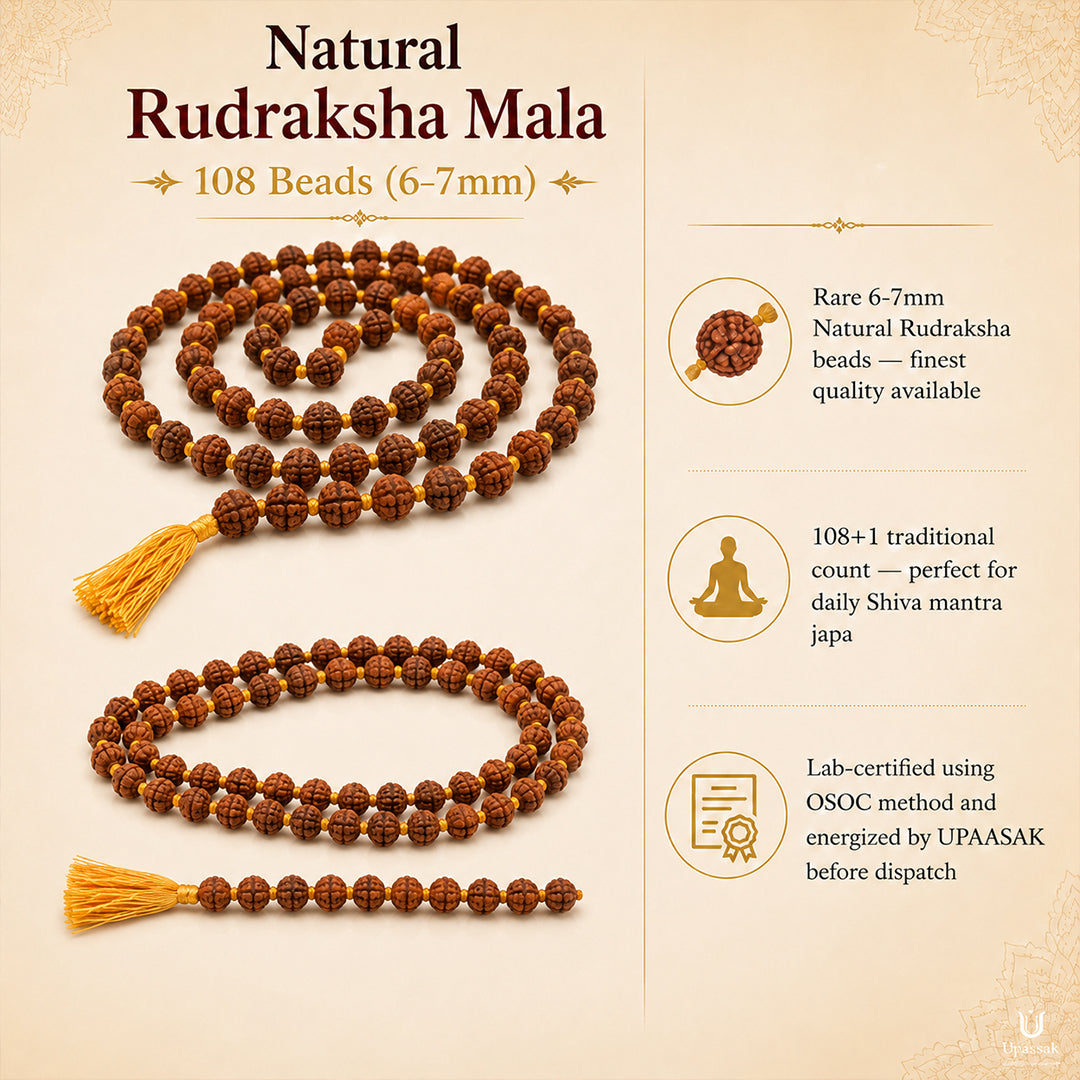Natural Rudraksha Mala — 108 Beads (6-7mm)