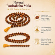 Natural Rudraksha Mala — 108 Beads (6-7mm) thumbnail 4