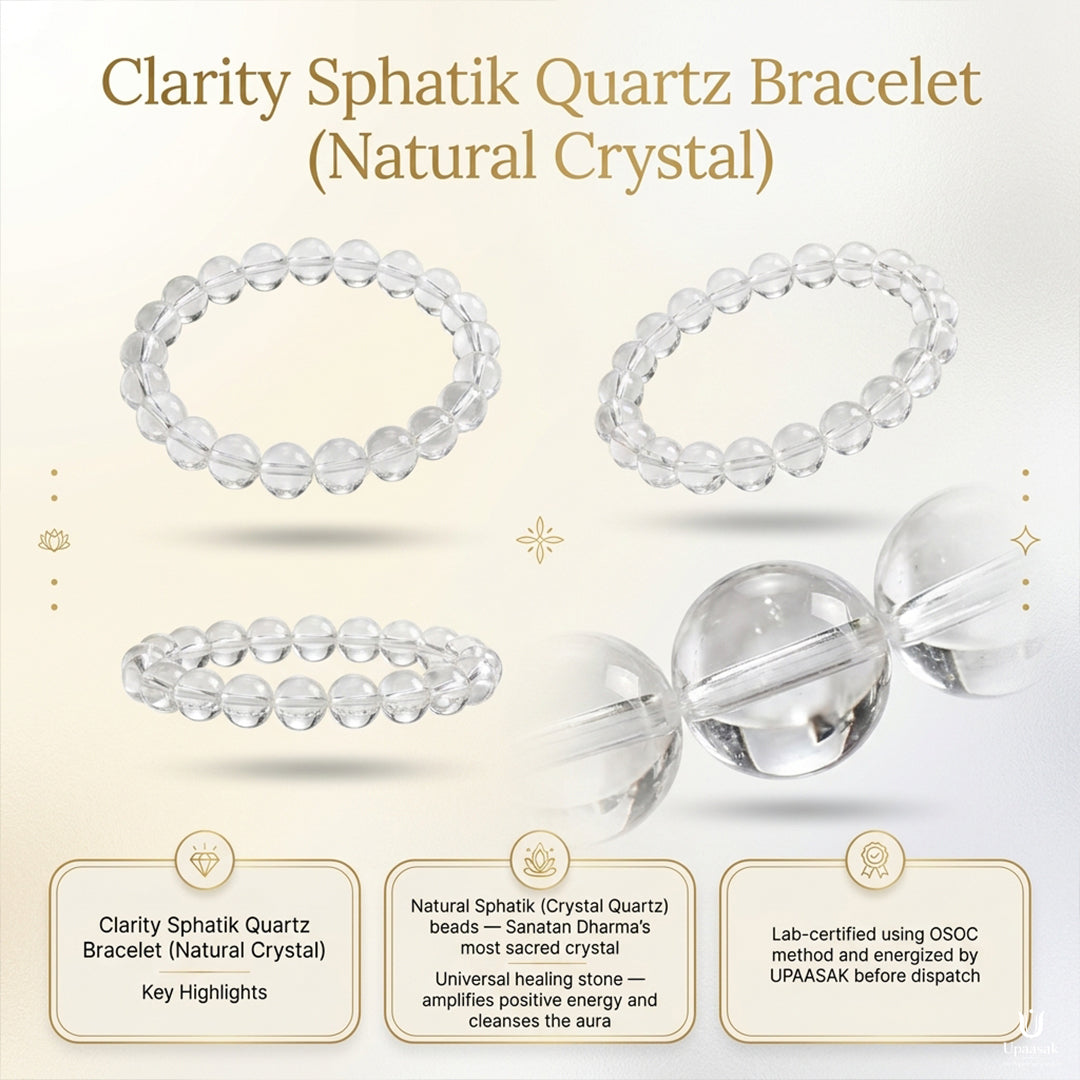 Clarity Sphatik Quartz Bracelet (Natural Crystal)