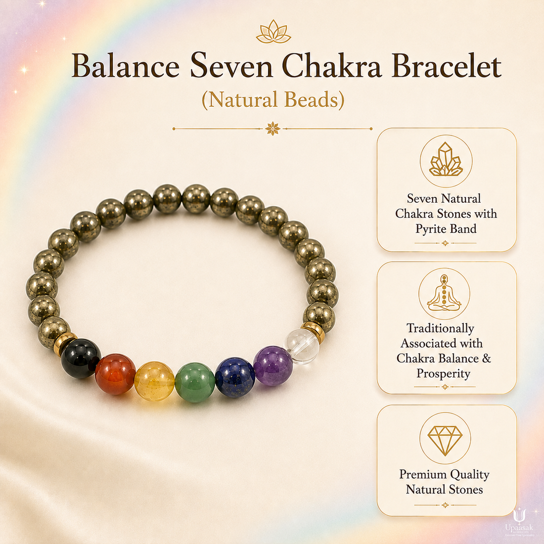 Balance Seven Chakra Bracelet (Natural Beads)