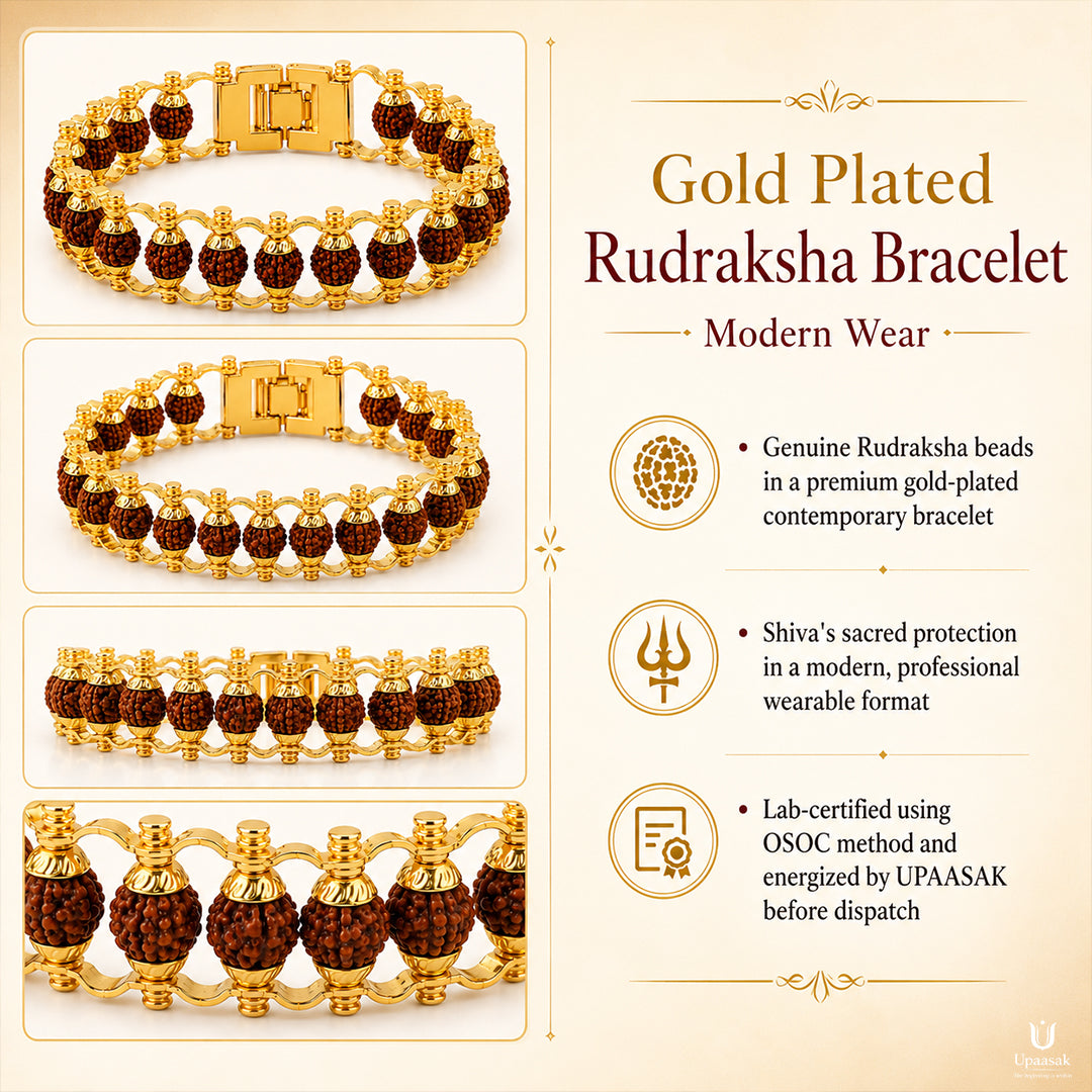 Gold Plated Rudraksha Bracelet — Modern Wear