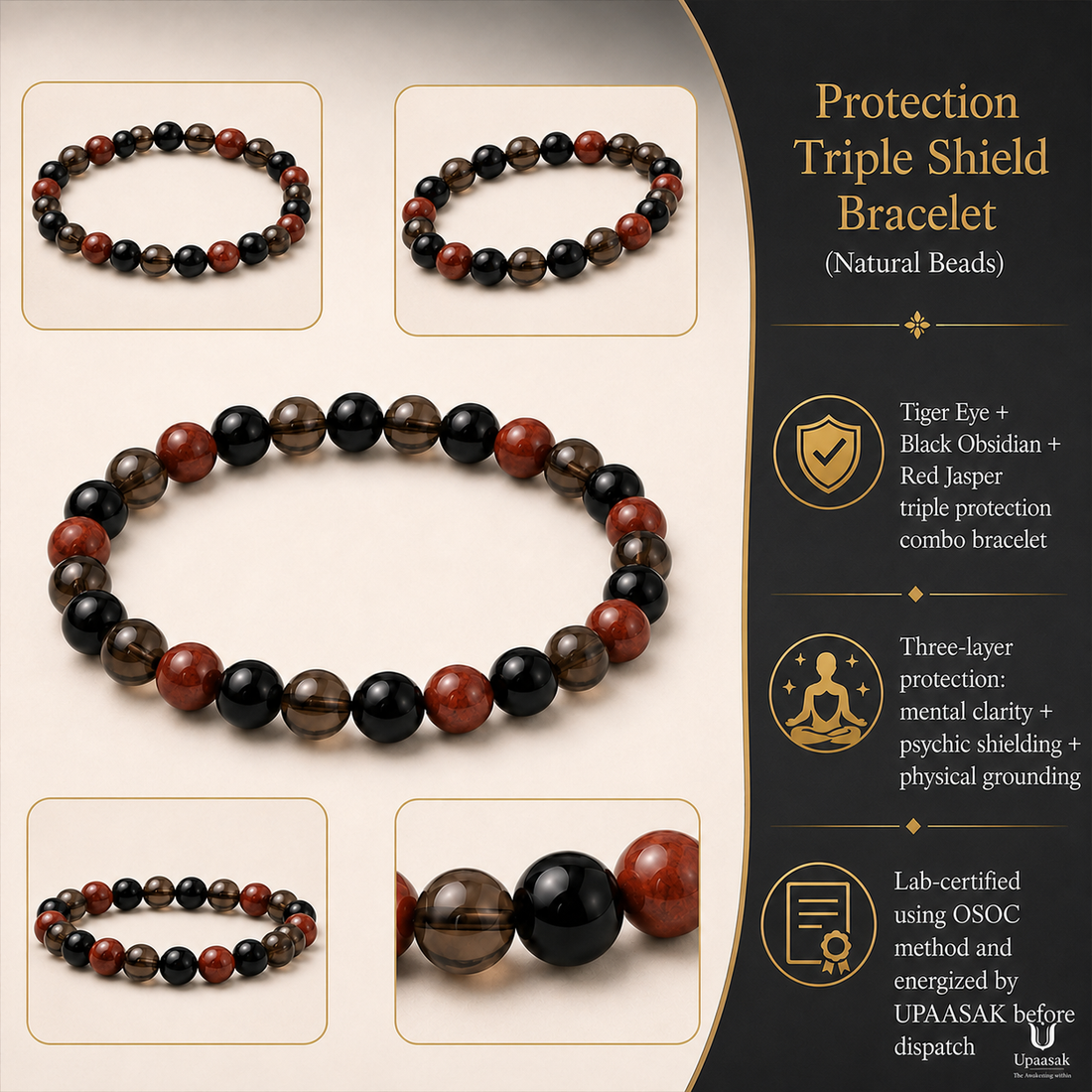 Protection Triple Shield Bracelet (Natural Beads)