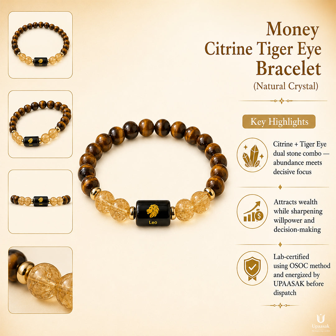 Money Citrine Tiger Eye Bracelet (Natural Crystal)