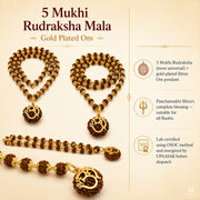 5 Mukhi Rudraksha Mala — Gold Plated Om thumbnail 4