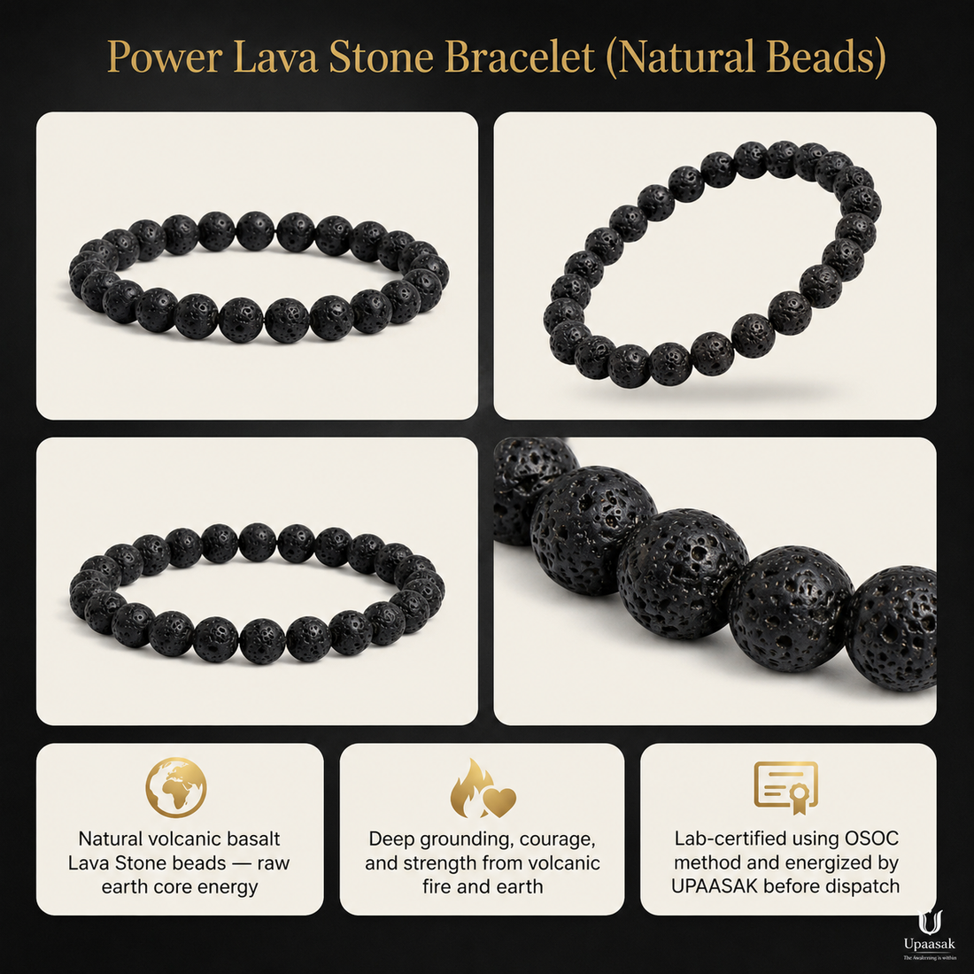 Power Lava Stone Bracelet (Natural Beads)