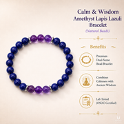 Calm & Wisdom Amethyst Lapis Lazuli Bracelet (Natural Beads) thumbnail 5