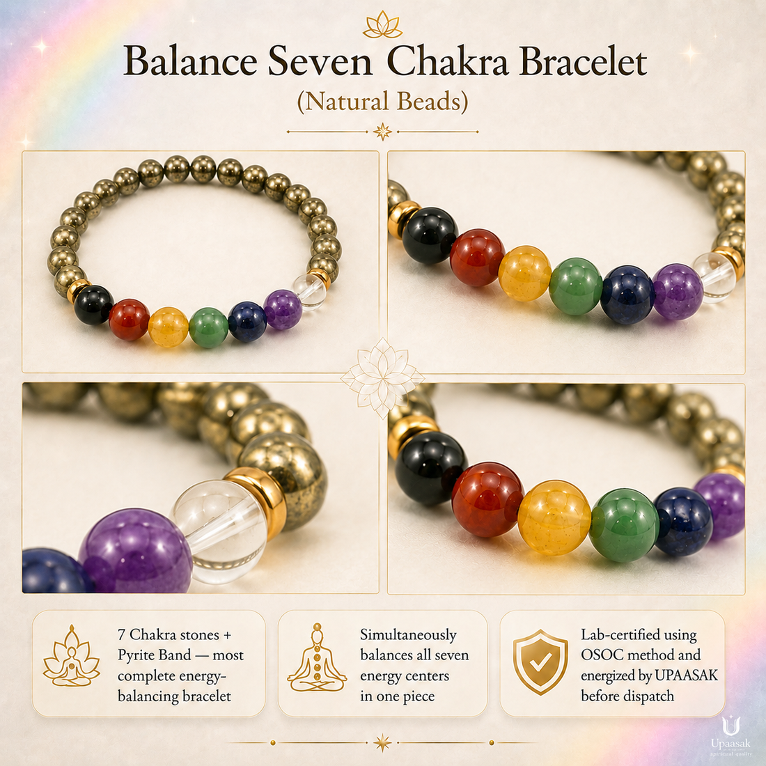 Balance Seven Chakra Bracelet (Natural Beads)