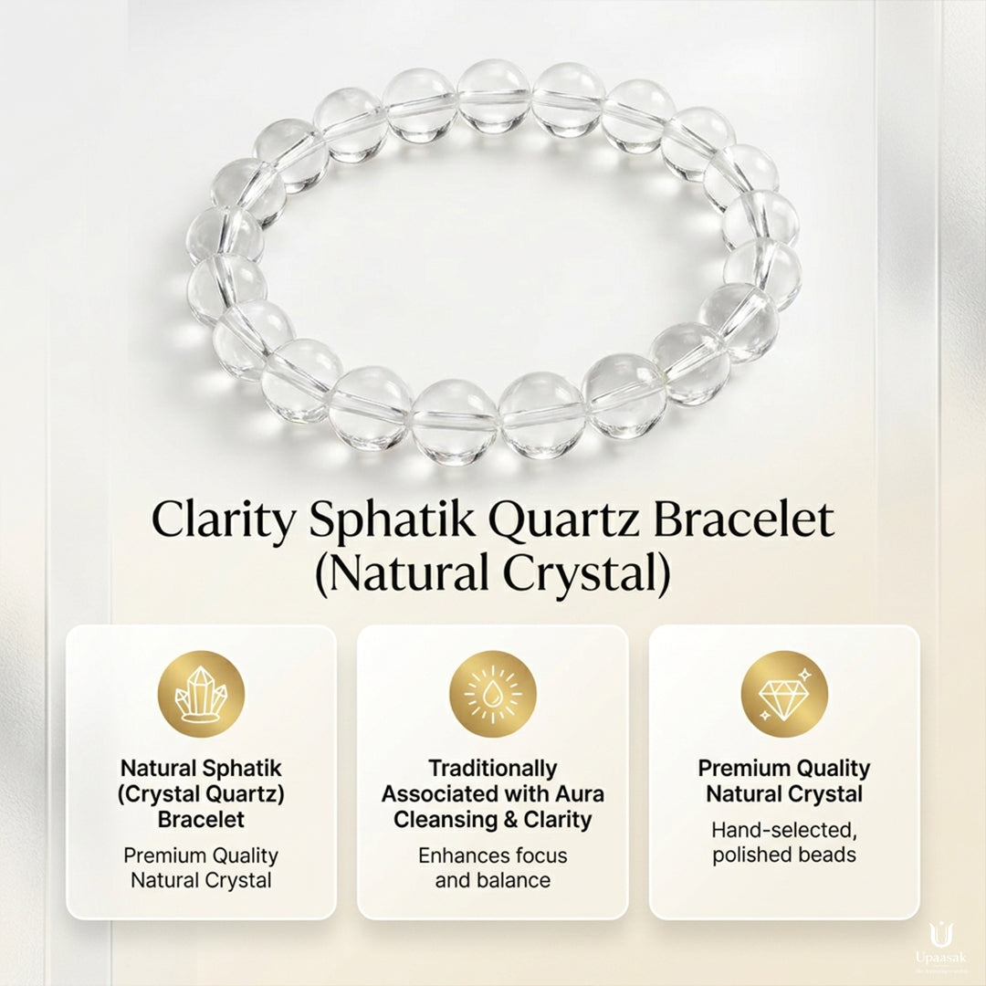 Clarity Sphatik Quartz Bracelet (Natural Crystal)