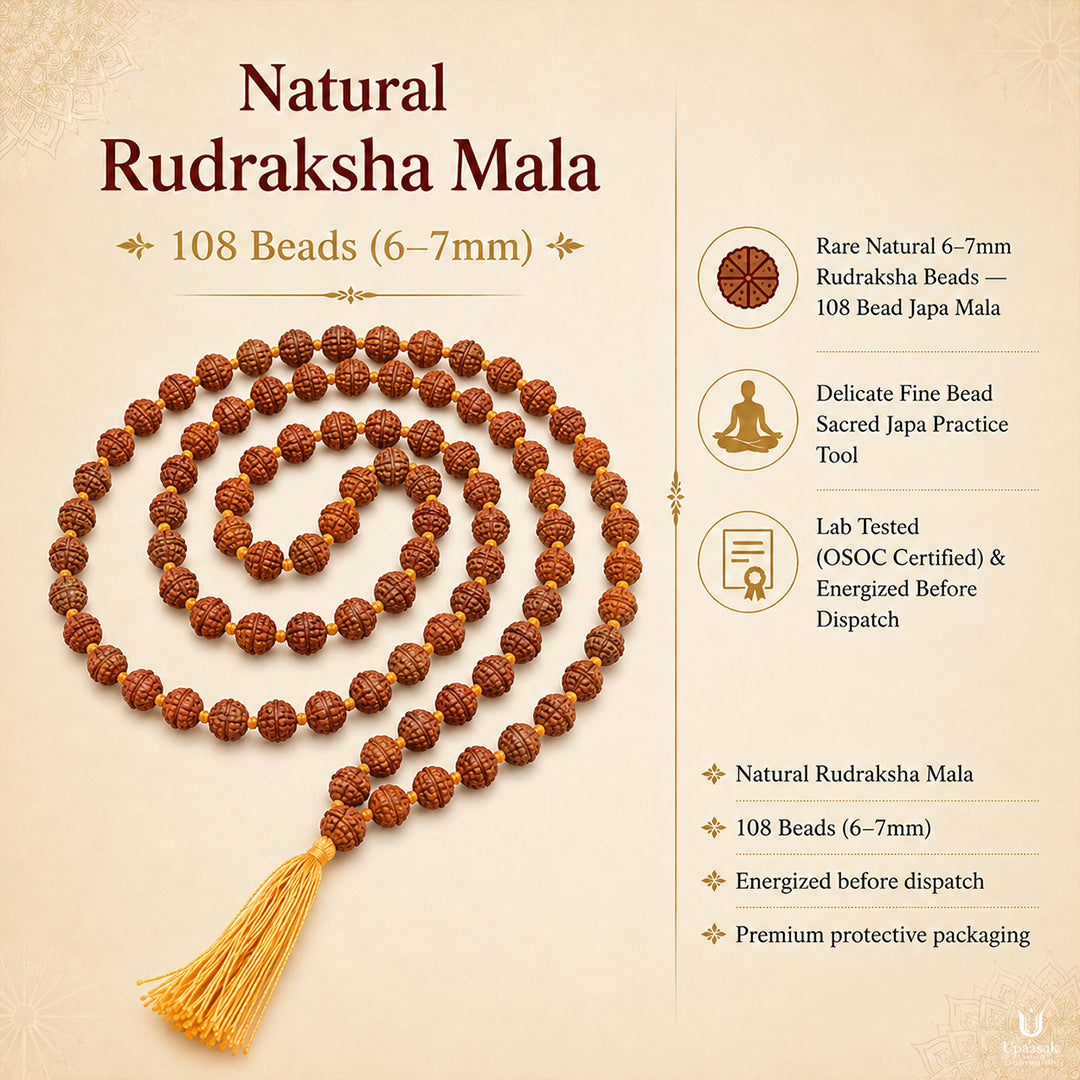 Natural Rudraksha Mala — 108 Beads (6-7mm)