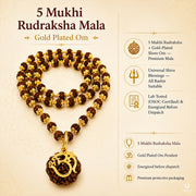 5 Mukhi Rudraksha Mala — Gold Plated Om thumbnail 5