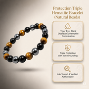 Protection Triple Hematite Bracelet (Natural Beads) thumbnail 5