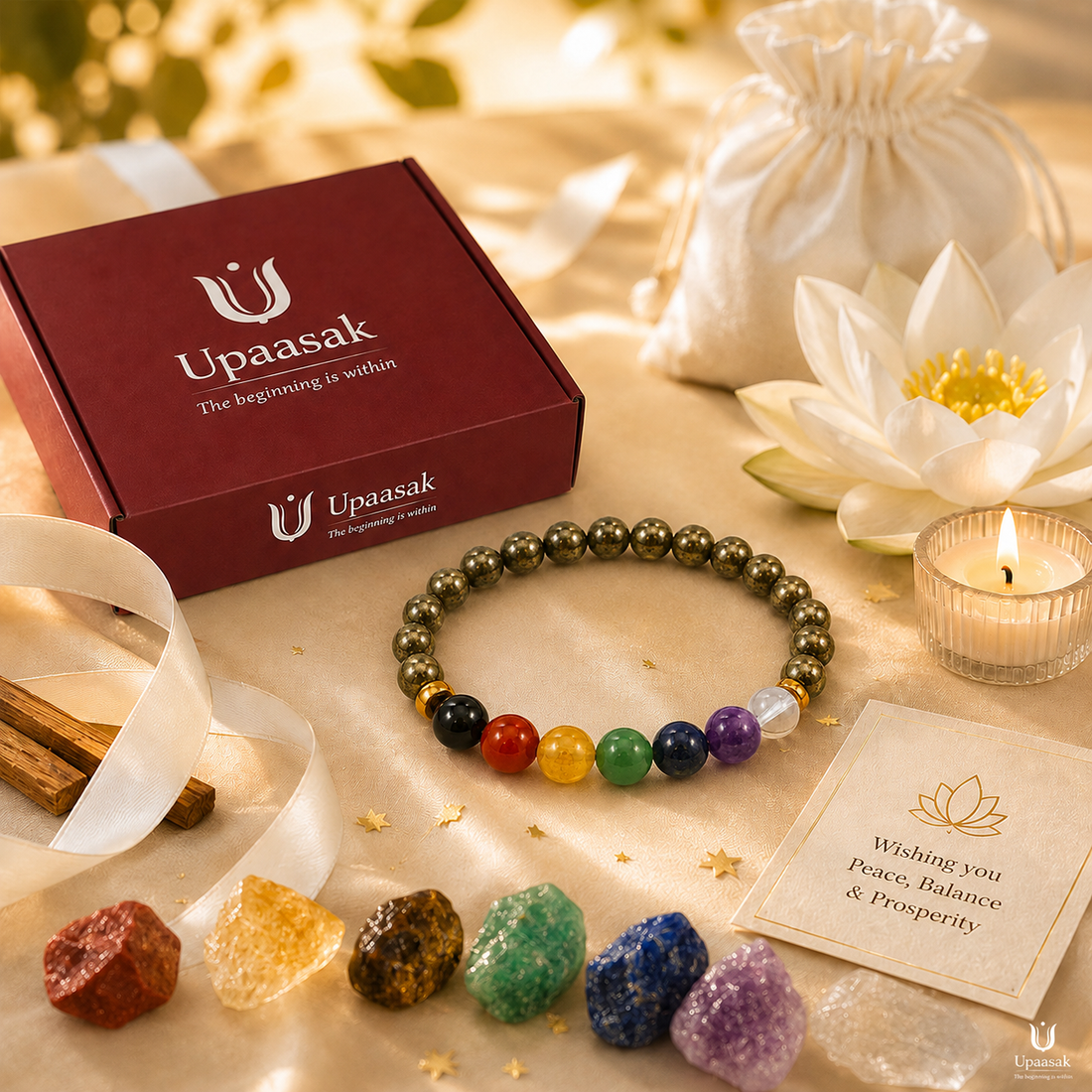 Balance Seven Chakra Bracelet (Natural Beads)