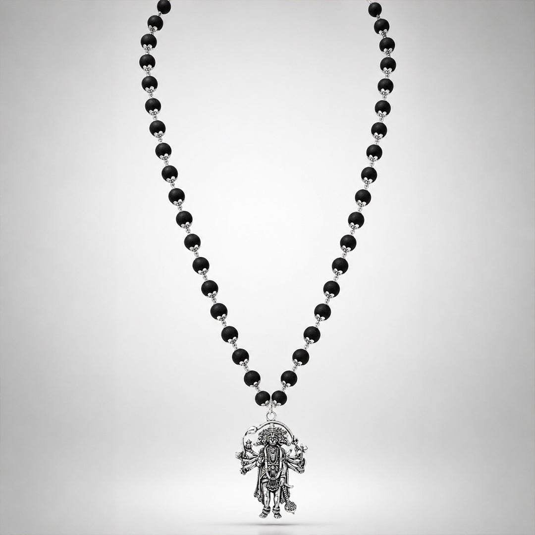 Silver Plated Karungali Mala — Hanuman Ji