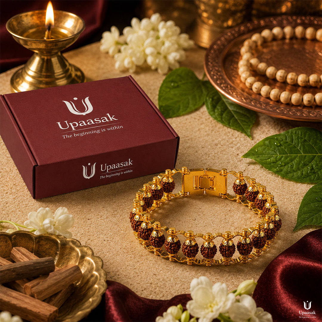 Gold Plated Rudraksha Bracelet — Modern Wear