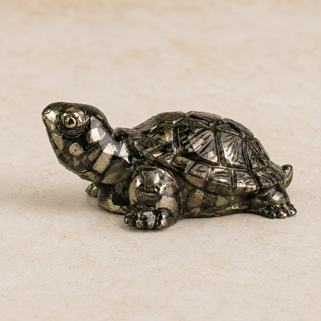 Natural Pyrite Tortoise Wealth Symbol