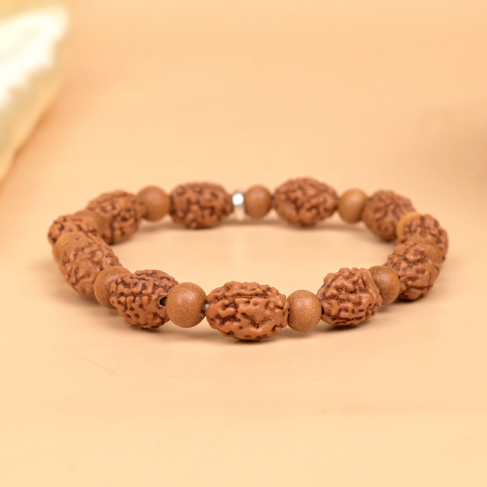3 Mukhi & Red Sandalwood Bracelet