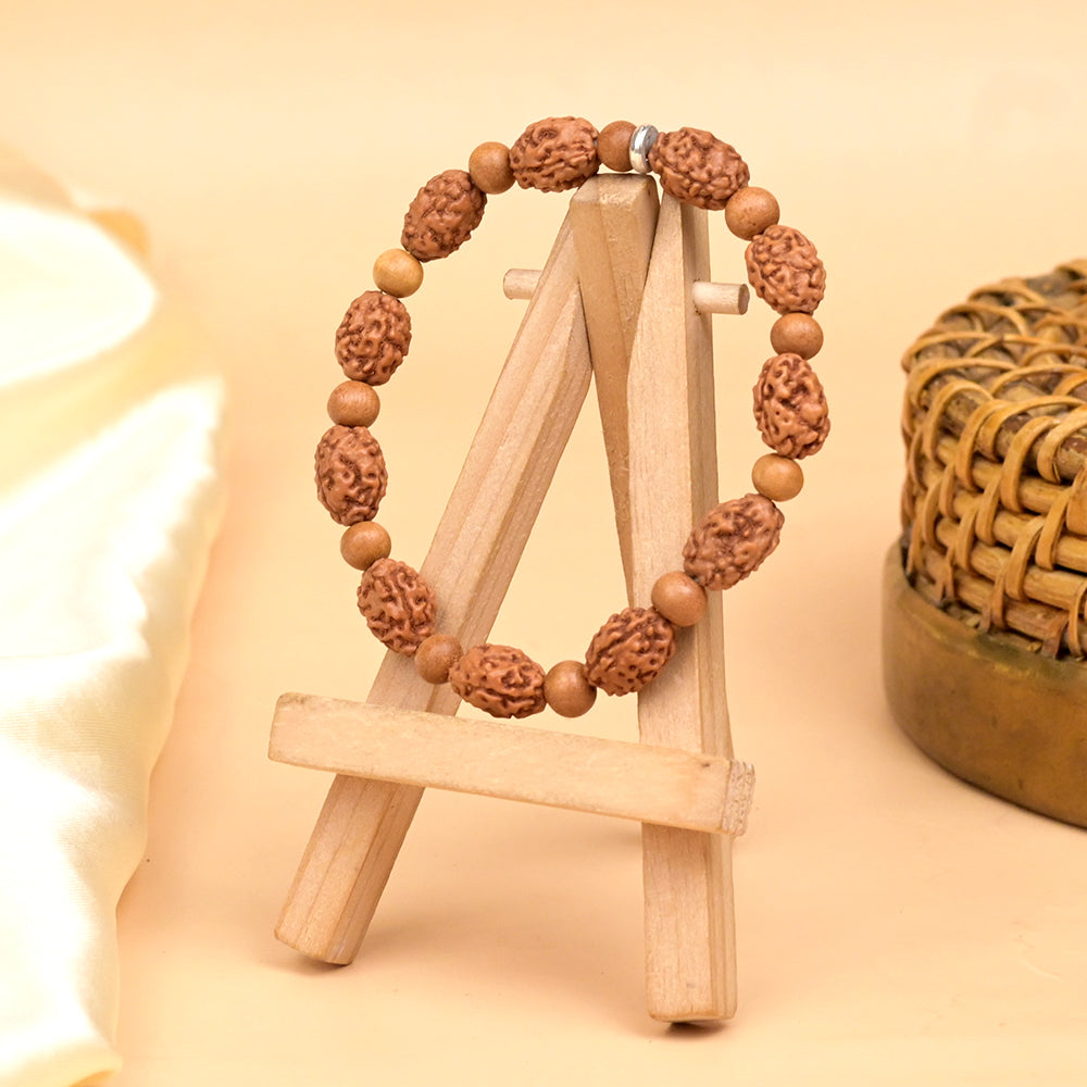 3 Mukhi & Red Sandalwood Bracelet